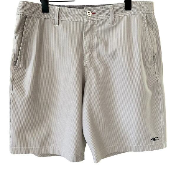 O'NEILL Hybrid Mens Searsucker Blue & White Vertical Striped Shorts Size 36 - Picture 1 of 12